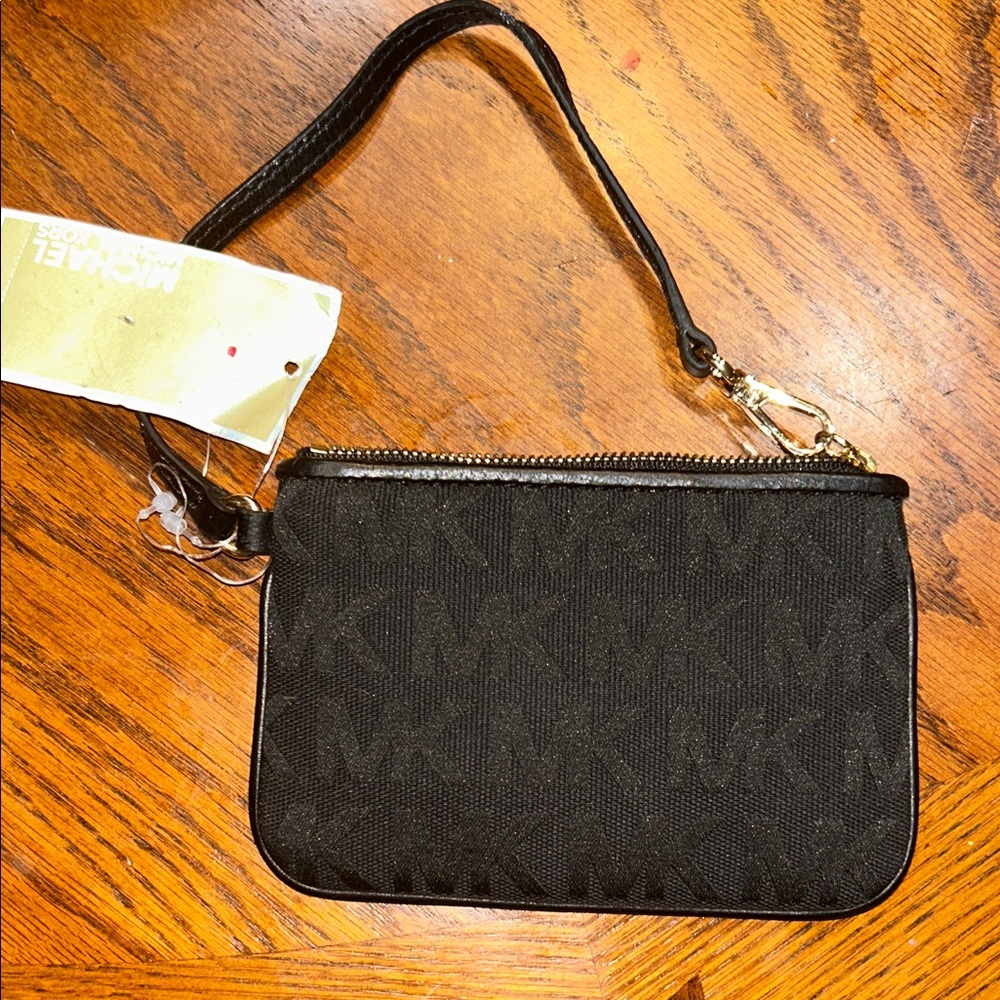 Michael Kors Black Wristlet with Gold Accents
